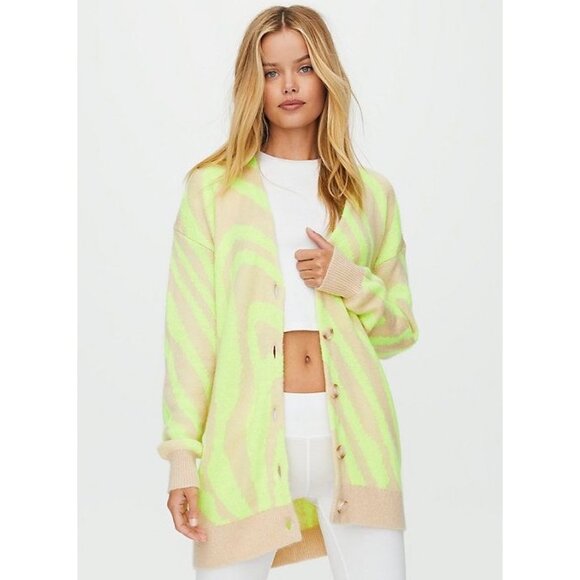 TNA Mohair Blend Utica Button Up Animal Print Cardigan Sweater Top Winter Small - Picture 1 of 11